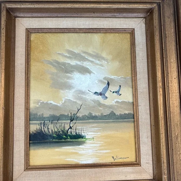 Vintage Duck Pond Oil Painting by Stephen Bellinger (18x16) - Picture 3 of 12